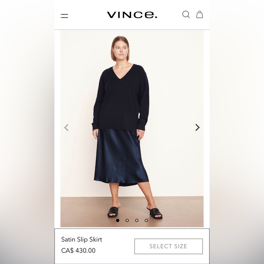 BRAND NEW VINCE Satin Slip Skirt in Size Small